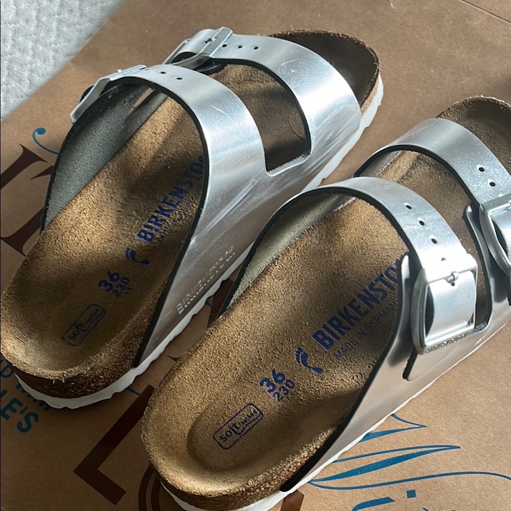 Birkenstock Metallic Silver Sandals